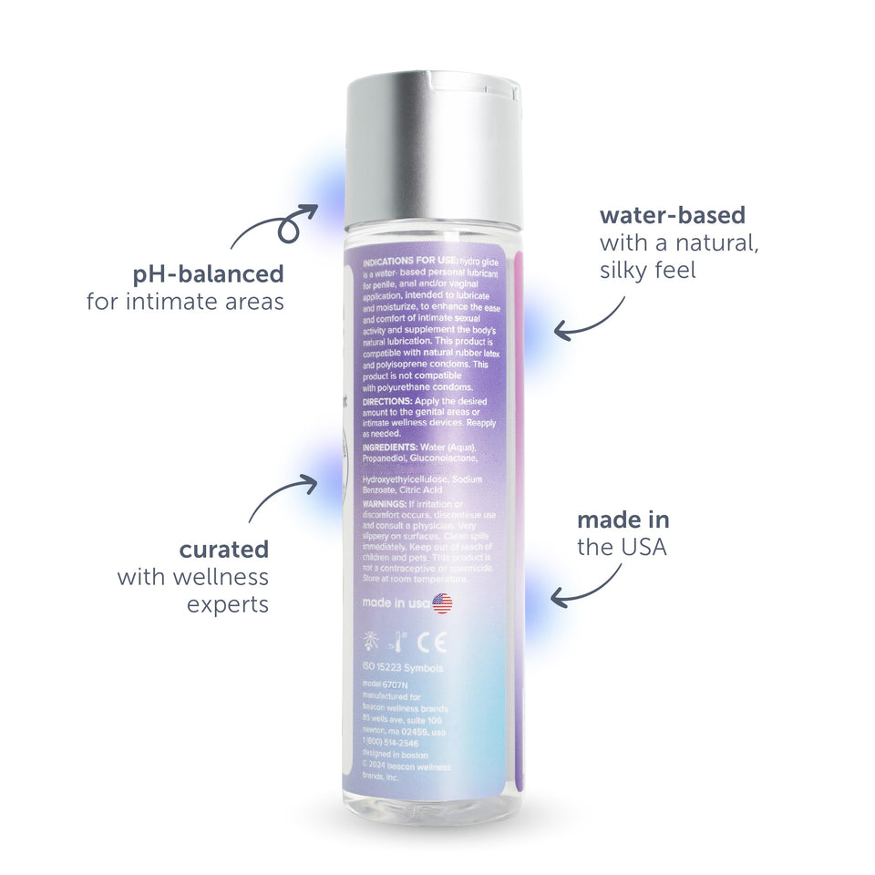 plusOne Hydrolube Personal Lubricant, Gentle, Non-Greasy, Water-Based Sex Toy Lube for Solo and Partner Play, Condom Friendly, 4