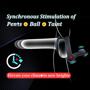 Vibrating Cock Ring Taint Stimulator, Silicone Pleasure Penis Ring Vibrator Couples Adult Sex Toys for Men, Dual Motors 9 Vibrat