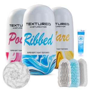 Male Masturbator Sex Toys for Men - Pocket Pussy Egg Set Stroker Adult Sex Toys, Ultra Soft Stretchy 3D Realistic Textured Male