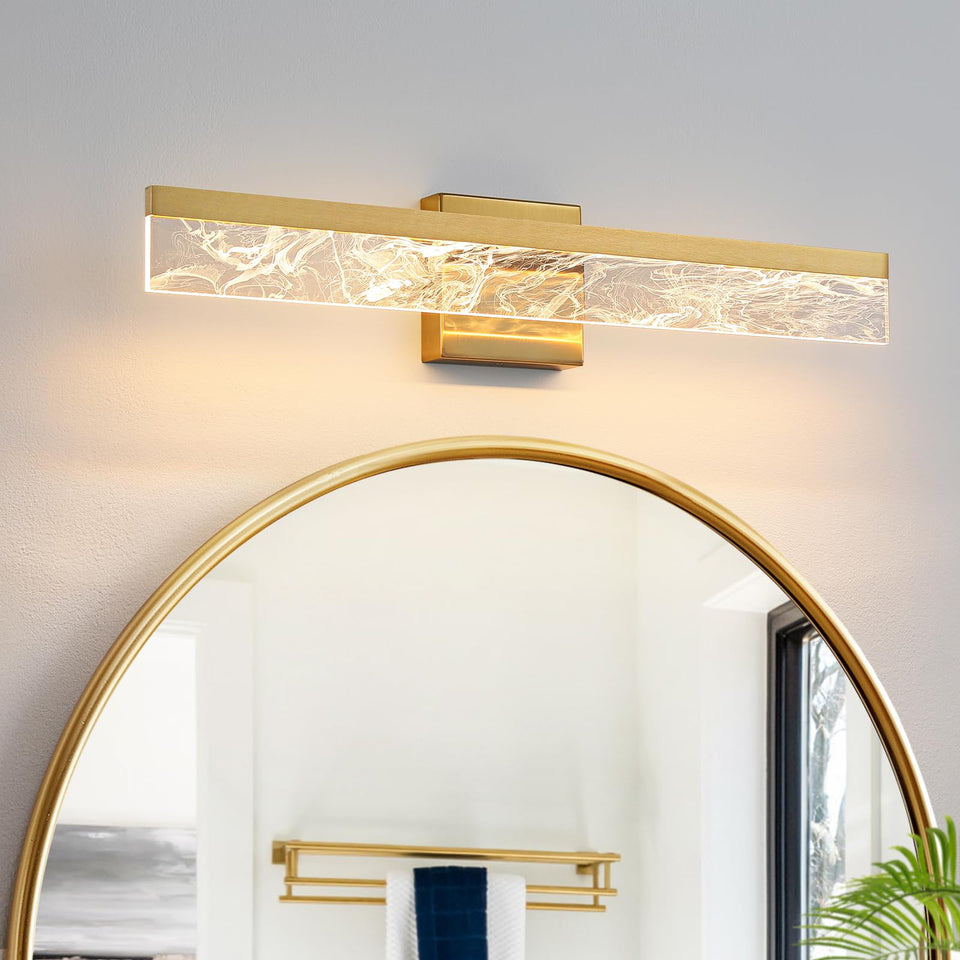Aijiasi Gold Vanity Light - 24 Inch Modern Bathroom Light Fixture Over Mirror 18W 3000K Warm Lighting Dimmable Led Vanity Lights