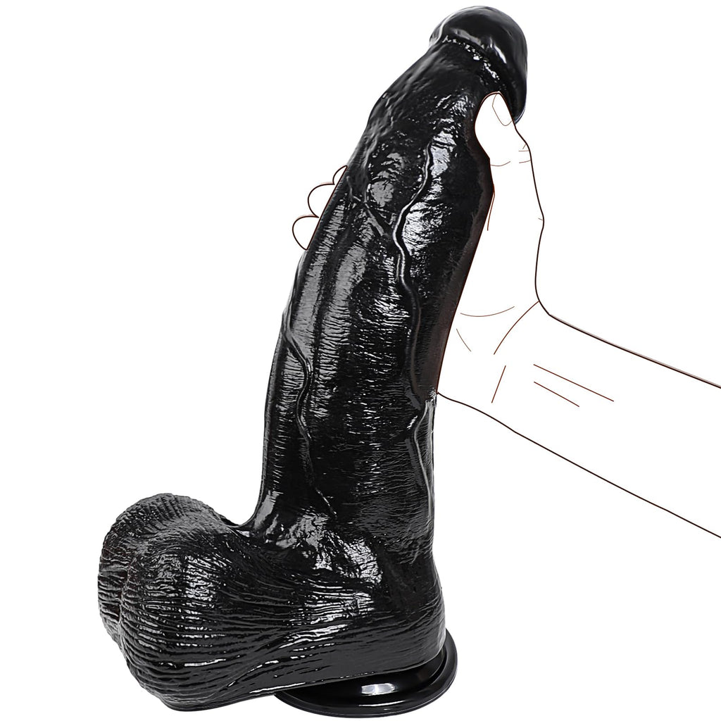 2.83 ' ' Diameter Huge Thick Dildo for G-spot Stimulation Orgasm, 13 inch Big Black Dildo with Strong Suction Cup, Realistic Gia