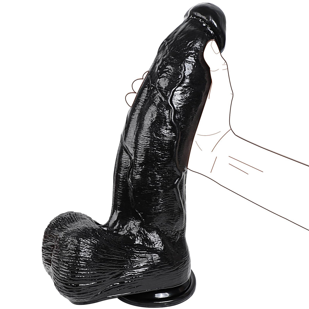 2.83 ' ' Diameter Huge Thick Dildo for G-spot Stimulation Orgasm, 13 inch Big Black Dildo with Strong Suction Cup, Realistic Gia