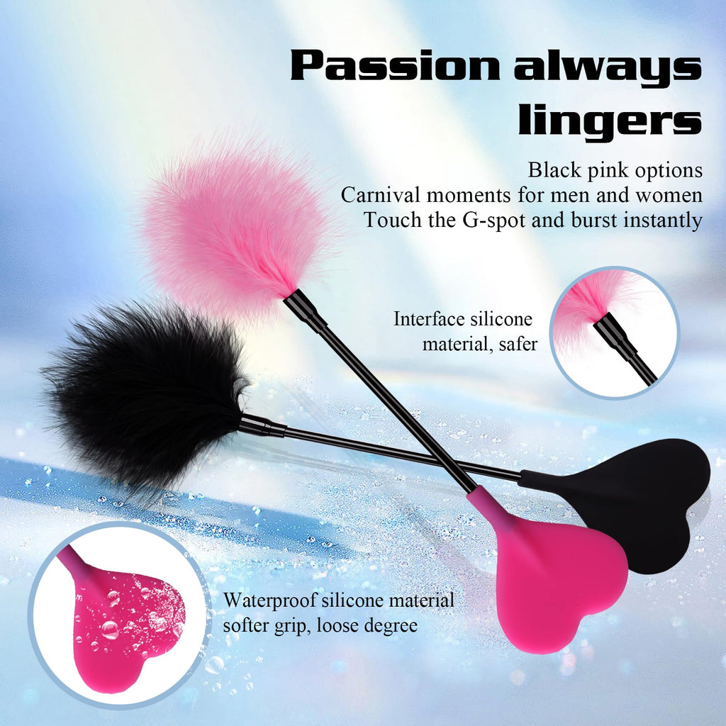 Flirting Feather Hand Pat Adult Sex Products SM Heart Shaped Beater Romantic Sexy Toys(Black)