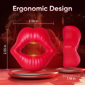 Cock Ring-Sex Toy for Men, Mouth Shaped Adult Toys for Erection Enhancing, Silicone Penis Ring Red