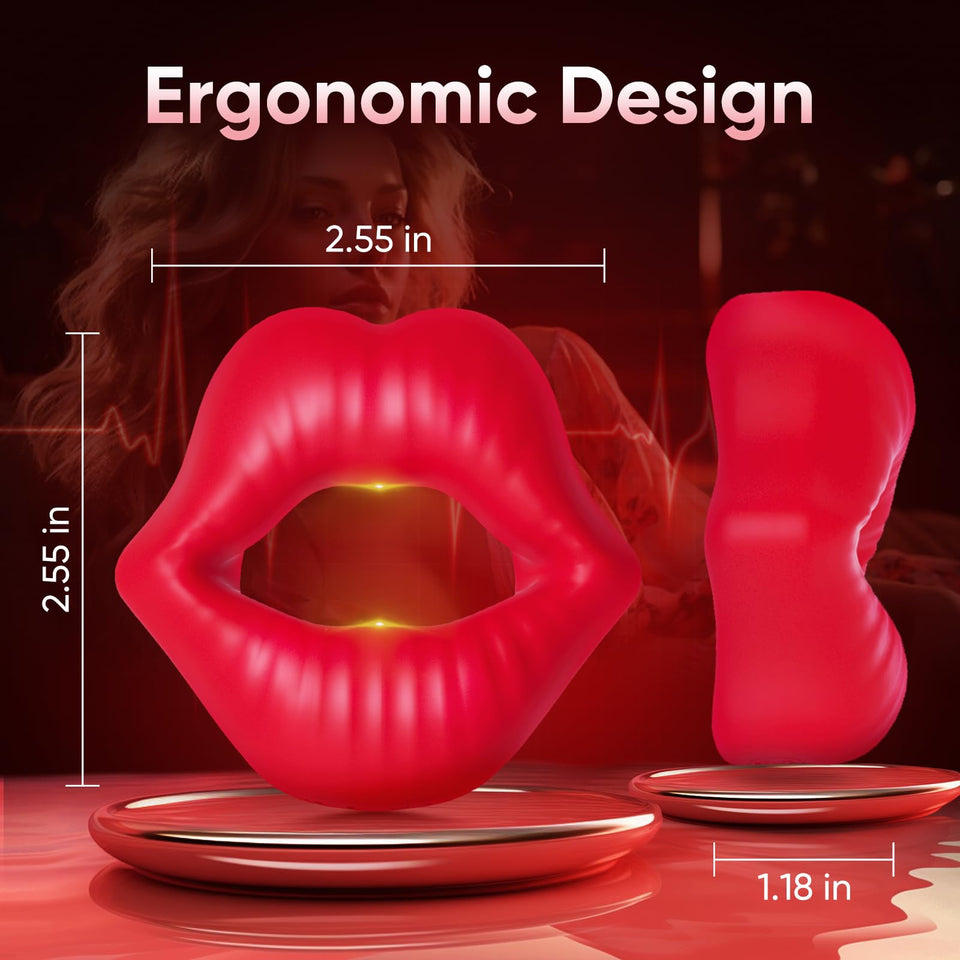 Cock Ring-Sex Toy for Men, Mouth Shaped Adult Toys for Erection Enhancing, Silicone Penis Ring Red