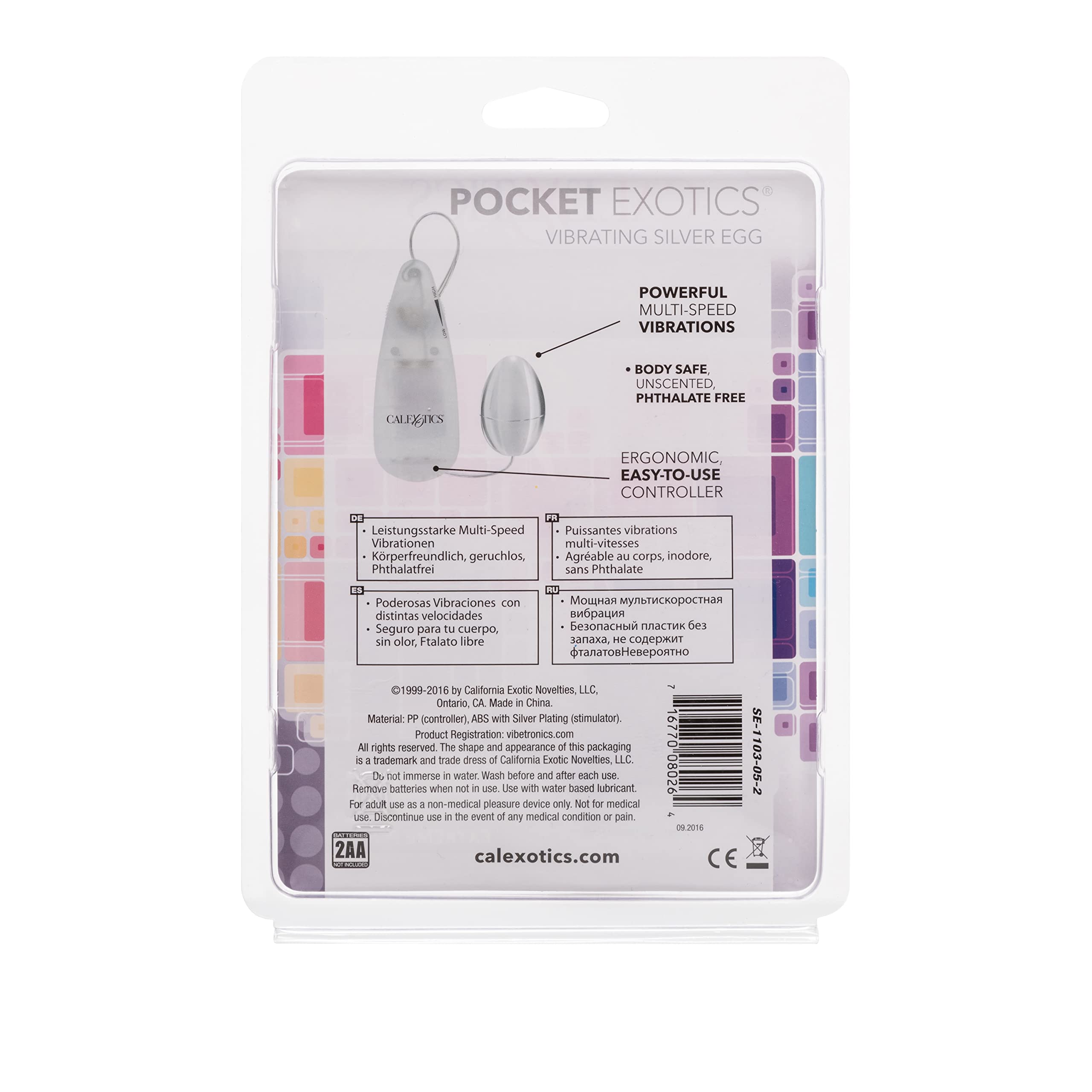 California Exotic Novelties Pocket Exotics Vibrating Silver Egg, Silver