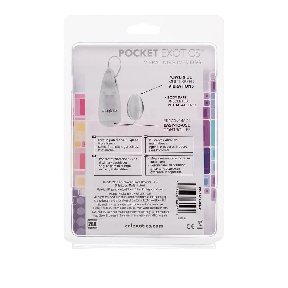 California Exotic Novelties Pocket Exotics Vibrating Silver Egg, Silver