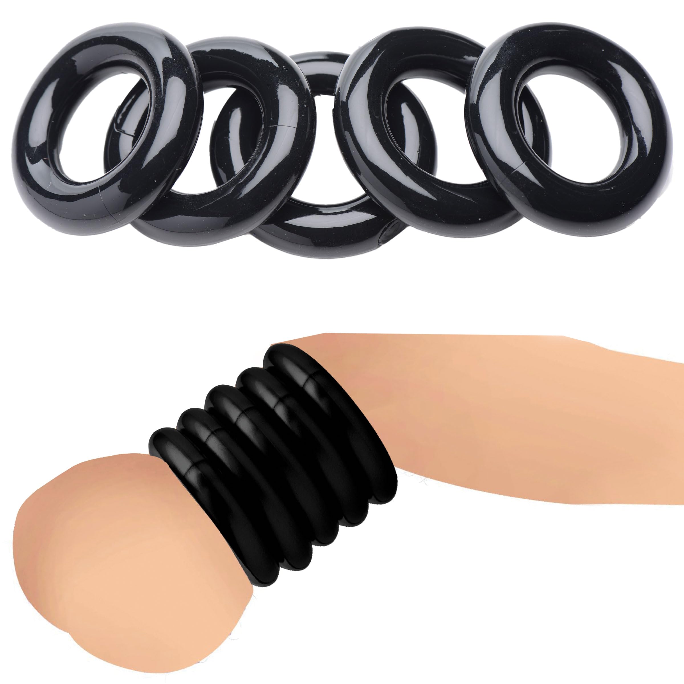 MASTER SERIES Ring Master Custom Ball Stretcher Kit for Men, Set of 5 UltraStretchy Silicone Rings, Adjustable Tension Design fo