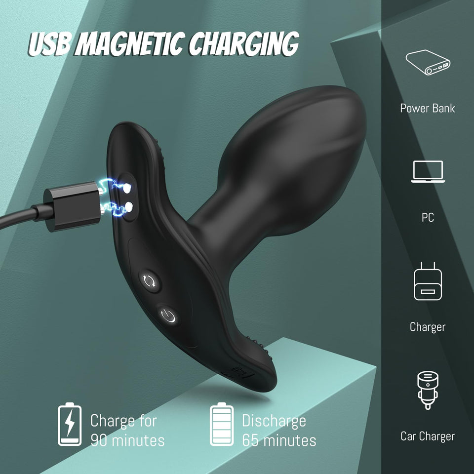 Vibrating Butt Plug Anal Toys, Anal Plug Sex Toys for Men Prostate Massager, 10 Vibrating Rotation Mode Male Sex Toy with Remote