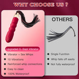 Sex Whip with G Spot Vibrators - BDSM Leather Sex Whips Female Sex Toys Dildo Vibrator with 10 Vibrating Pattern, Couples Adult
