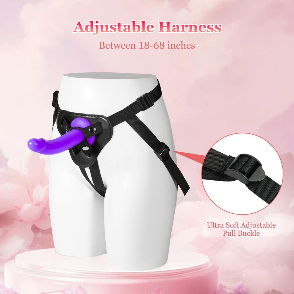 Strap On Dildo Sex Toys: Soft Strap on Harness with 7 Inch Curved Liquid Silicone Dildo Adult Toys for Pegging Play, Wearable St