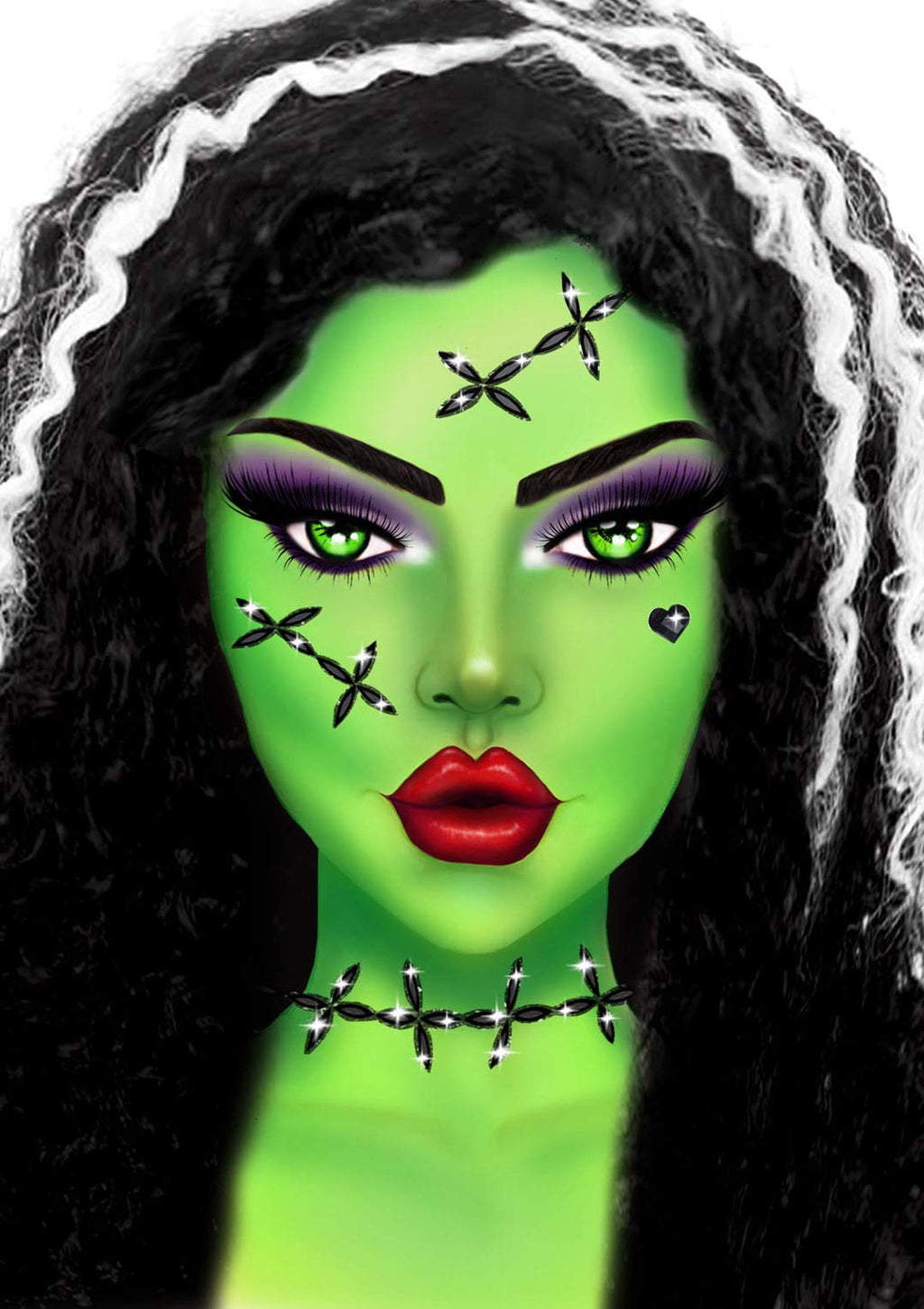 Stitches Adhesive Face Jewels Sticker.