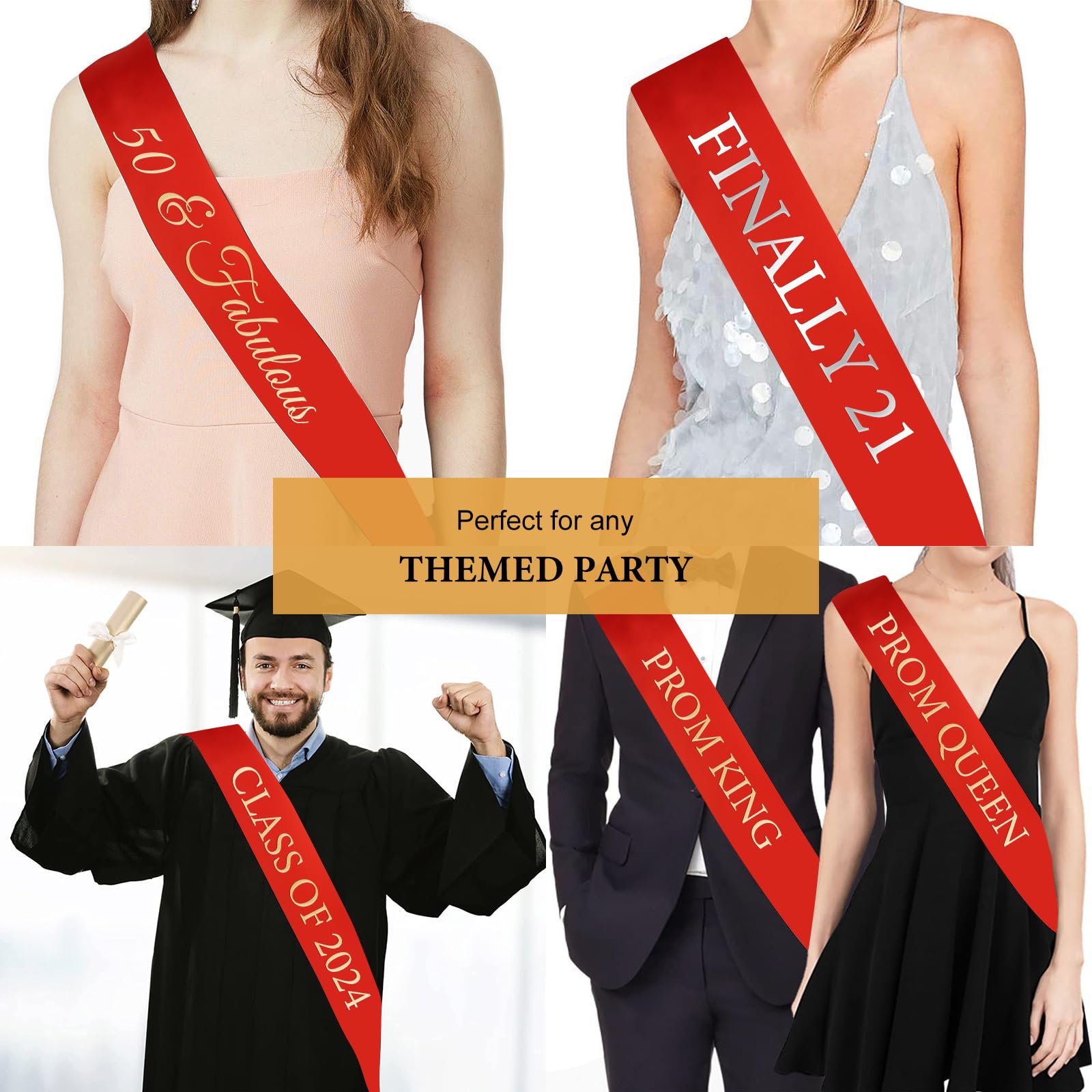 CIEHER Red Blank Sash, Birthday Sash, Bride to Be Sash, Plain Sash, Sashes for Pageants, Custom Sash, Prom Court Sash, Senior Sa