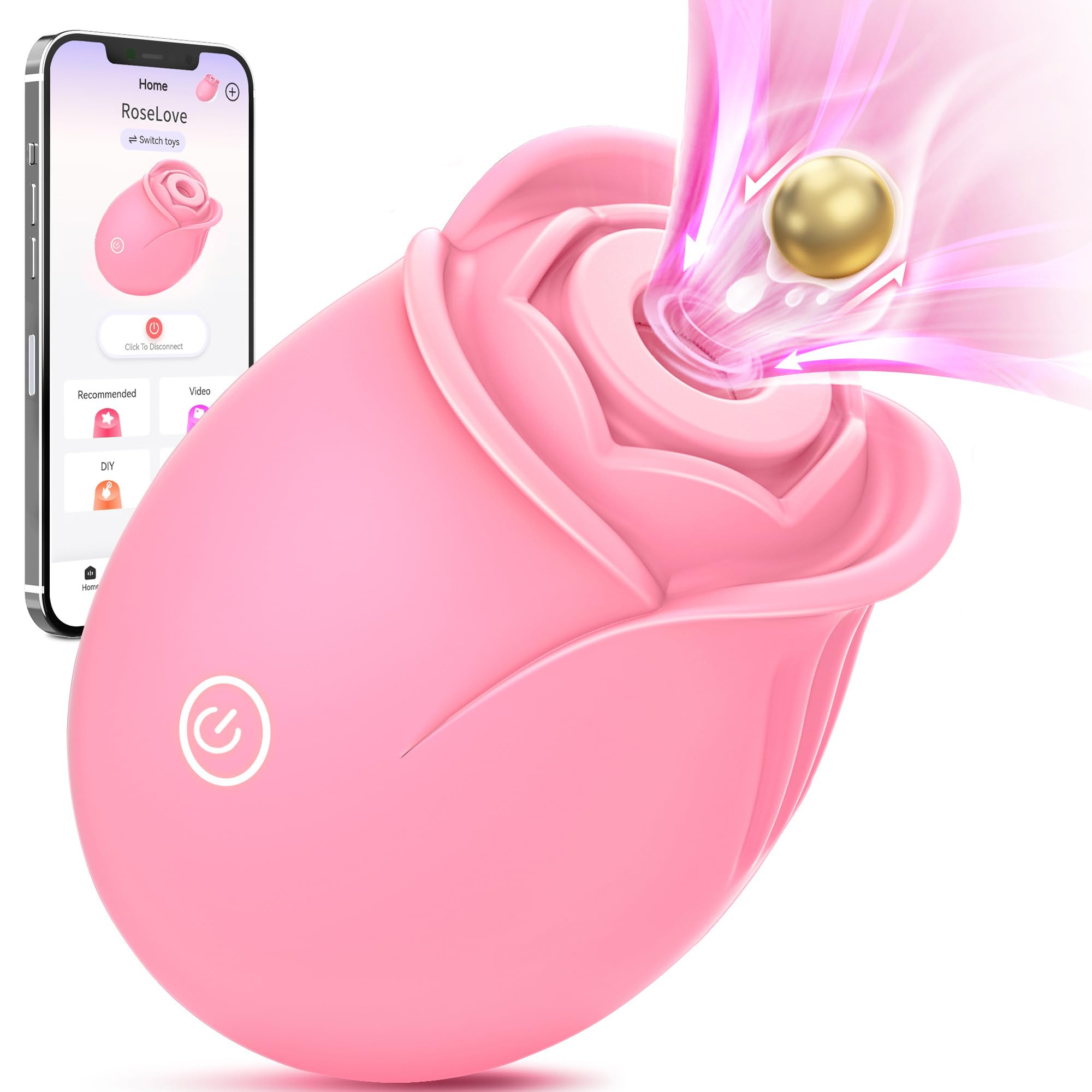 Gasevimo Vibrator Sex Toys Adult Toys - APP Control Rose Sex Toy Adult Toy with 9 Sucking & Vibrating Modes for Women Nipple Toy