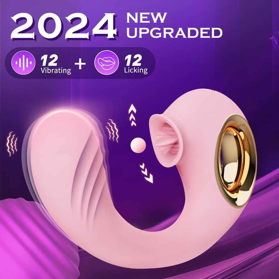 Rose Sex Toys Adult Toys for Women, G Spot Vibrator for Double Stimulation with 12 Vibrating & Tongue Licking Modes, Anal Dildos
