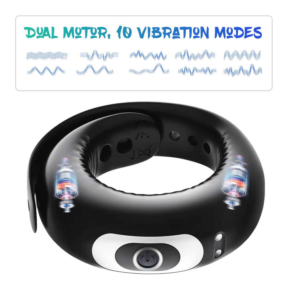 Vibrating Penis Ring with Adjustable Buckle, 10 Vibration Modes, Adorime Rechargable Penis Vibrator Stretchy Silicone Cock Ring