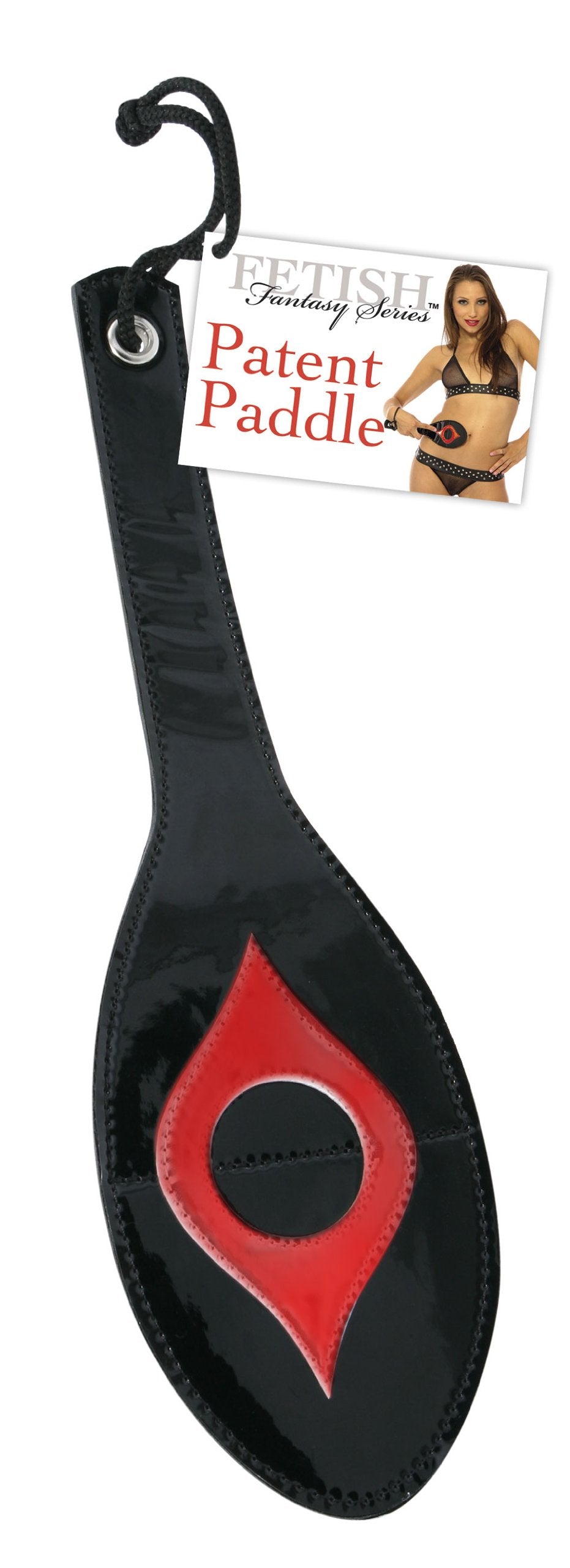 Fetish Fantasy Patent Paddle, Red, Black