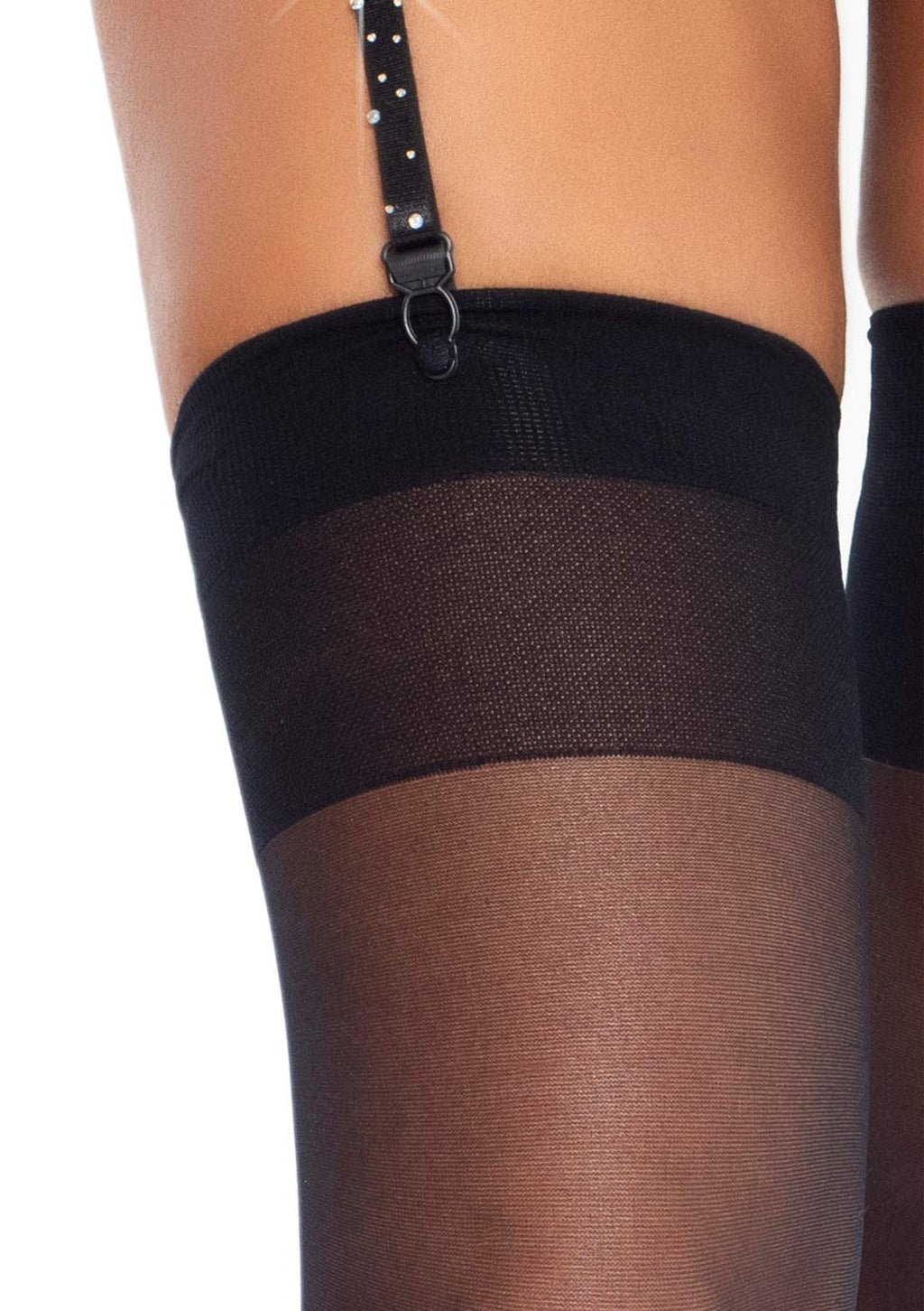 Leg Avenue Rhinestone garter belt. Black Color