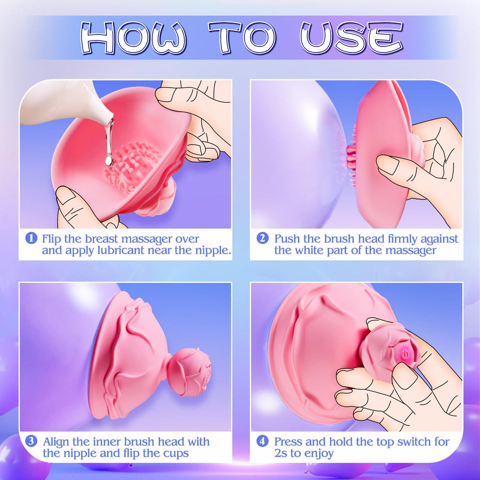 Nipple Toys Women Sex Toys - 3IN1 Rose Sex Toy Sex Machine with 10 Powerful Rotation Modes for Nipple Clitoral Stimulator Massag