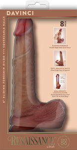 Renaissance Davinci 8 In Sliding Foreskin Dildo Tan