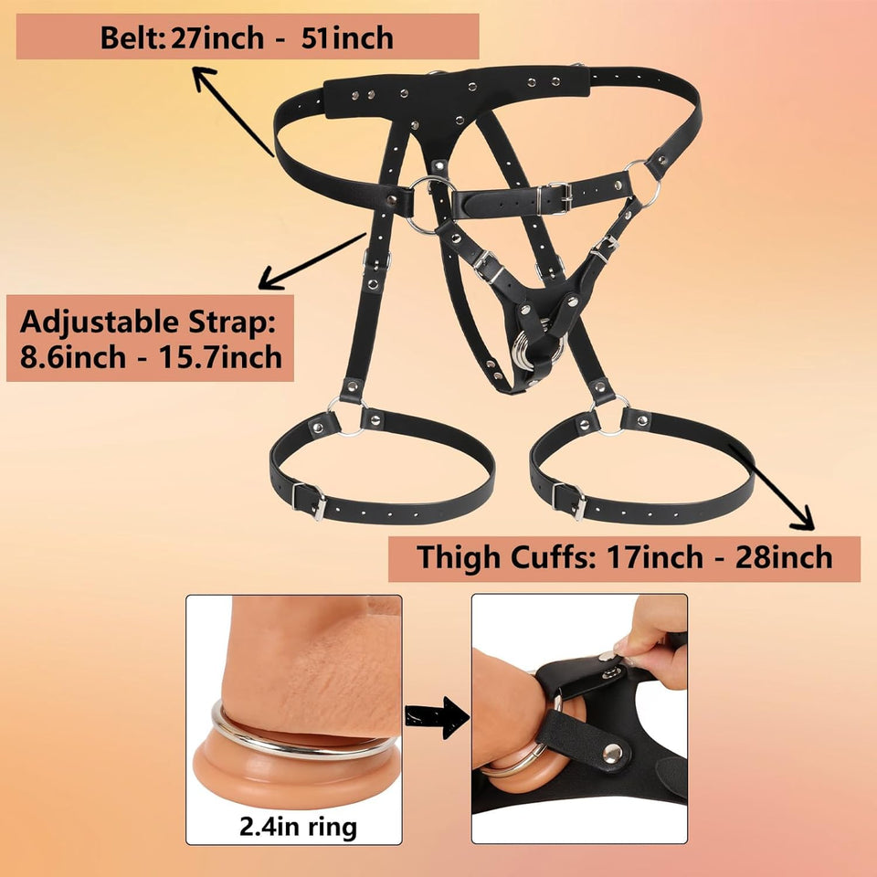 Strap On Dildo Harness Sex Toys for Pegging, Wearable Strapon Harness Thigh Sling with 7 Inch Realistic Suction Cup Dildo Lesbia