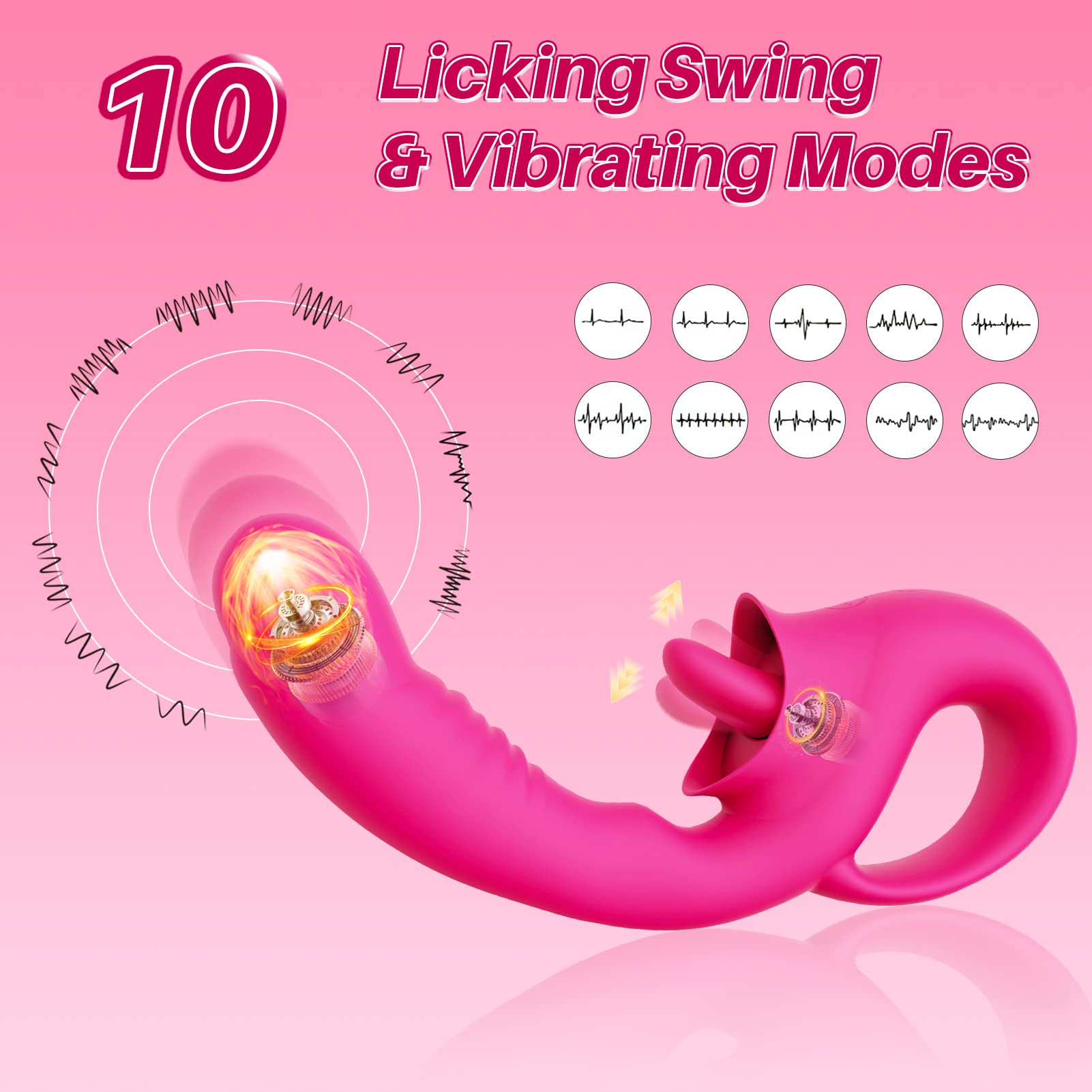 Clitoral Licking G Spot Vibrator, Realistic Dildo Clitoralis Stimulator for Women with 10 Licking & Vibrating Modes, Strapless S