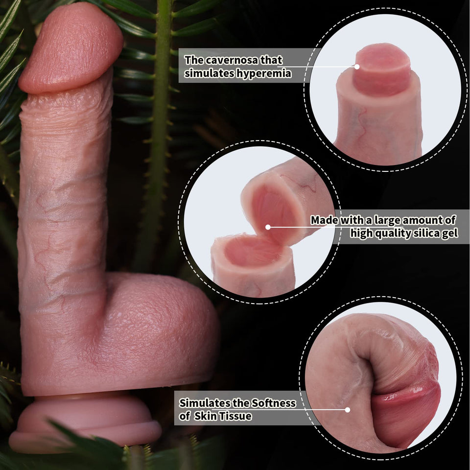 6.88 inch Reproduction Real Handmade Dildo,Realistic Dildo with Strong Suction Cup, Lifelike Soft Liquid Silicone Penis,Huge Thi
