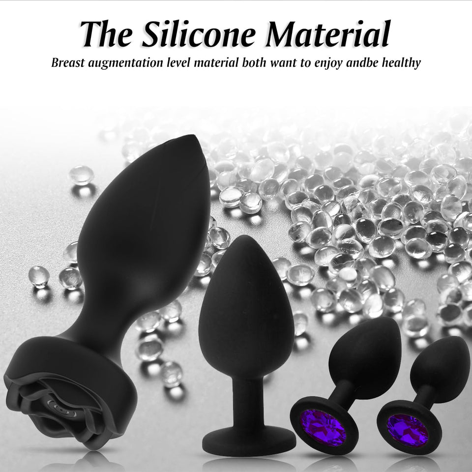 Anal Plug Sex Toys Vibrators - 4Pcs Butt Plug Remote Control with 10 Vibrating Modes, Adult Games for Woman Men Couples Prostate