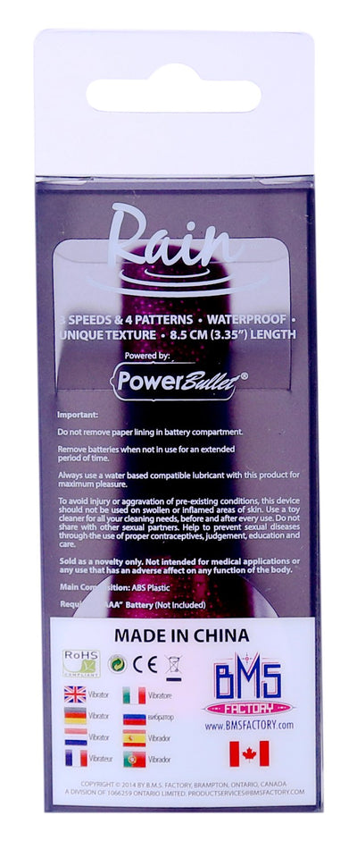 Bms Rain 7 Function Textured Bullet Waterproof Vibrator  Fuchsia  3 Inch