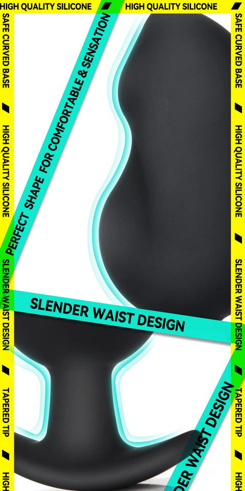 Anal Plug for Comfortable Long-Term Wear - Silicone Butt Plug Dilator with Curved Base & Slender Waist - 5.35 x 2.16 inch Prosta