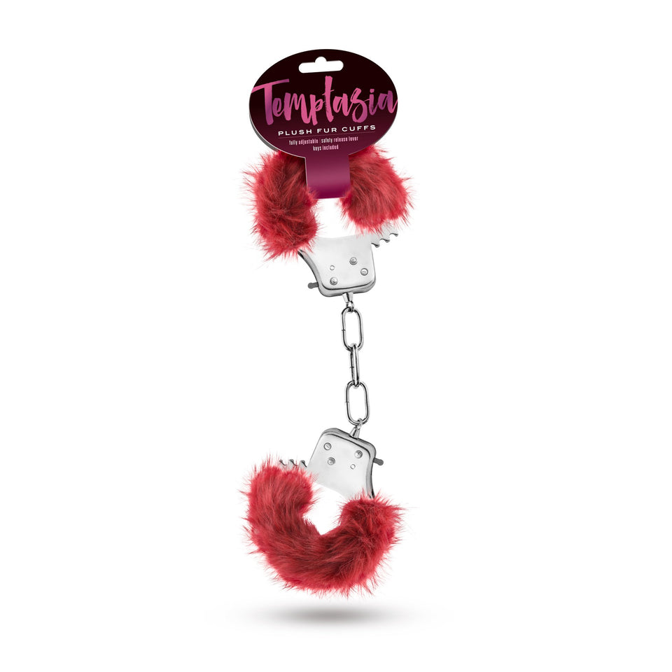 (D) (Bulk) Temptasia Plush Fur Cuffs Burgundy
