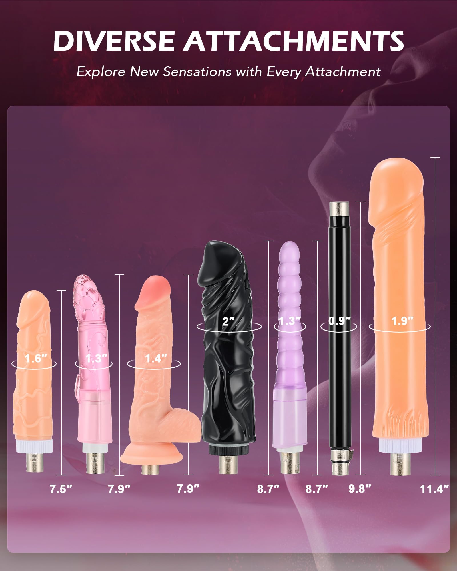 SENSUA Automatic Sex Machine, Dildo Thrusting Machine with 5 Dildos, Extension Bar, & Suction Cup Attachment for Women Men Coupl