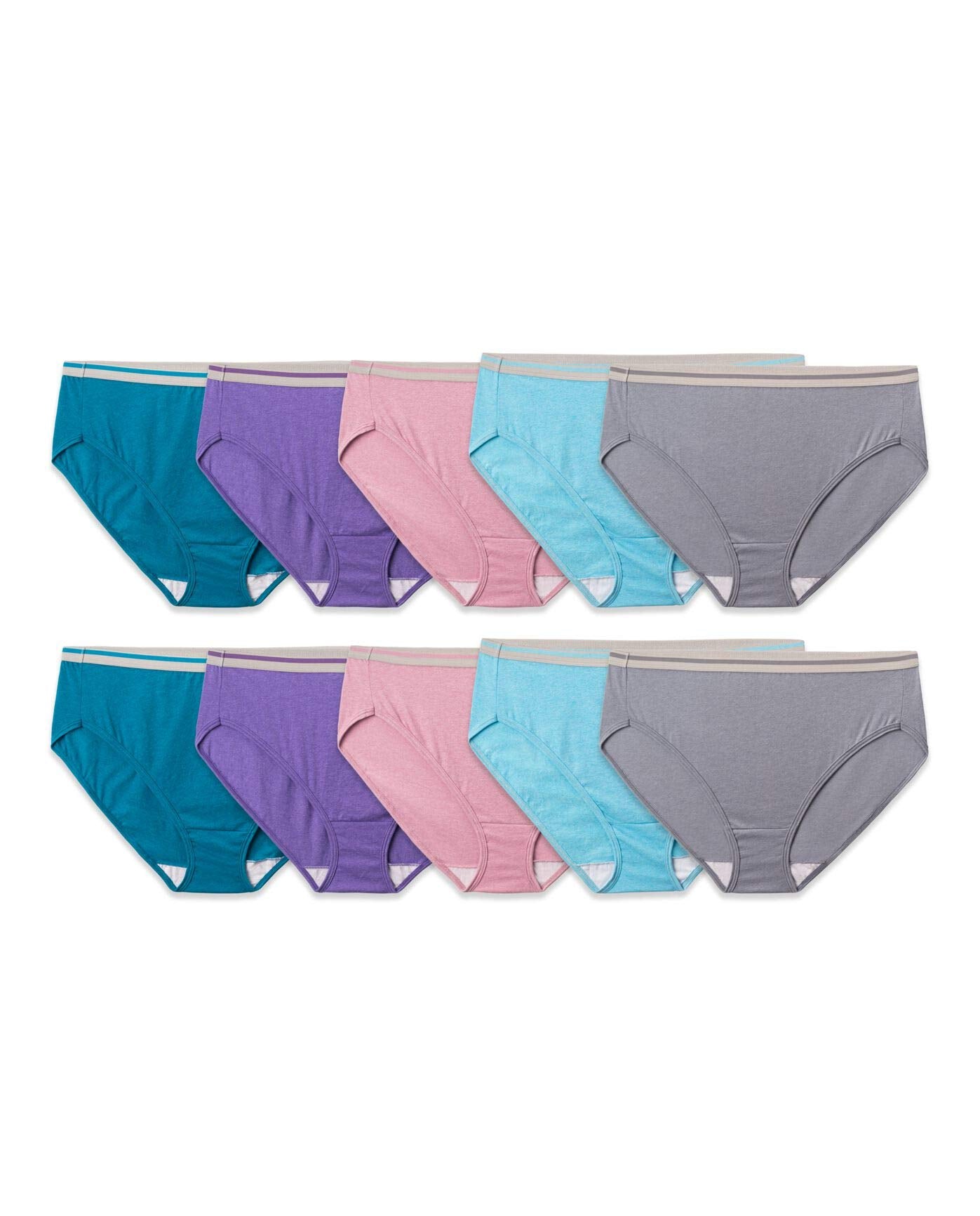 Fruit of the Loom Womens Eversoft Cotton Underwear Multipacks, Tag Free & Breathable, Available in Plus Size, Hi Cut-Assorted C