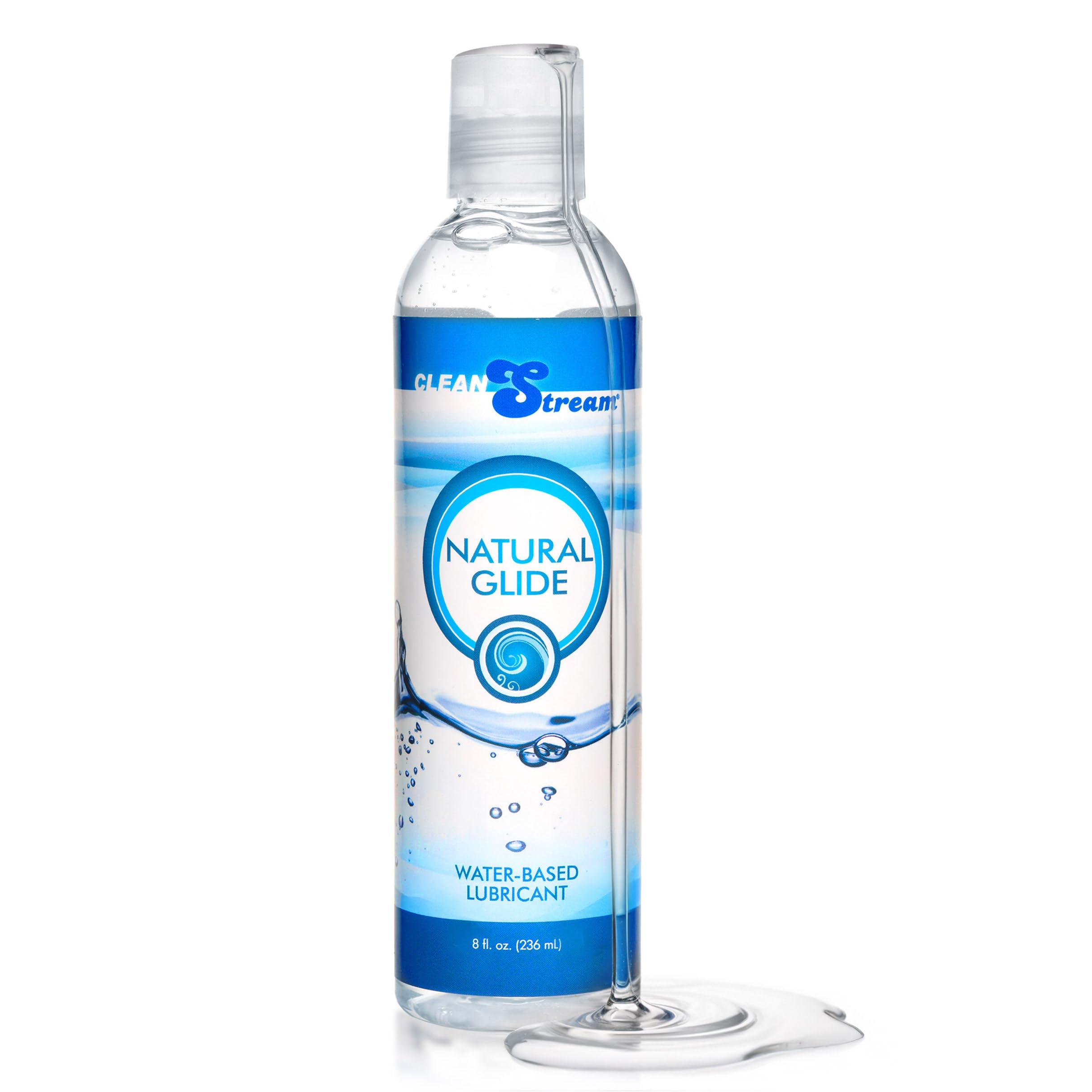 CleanStream Water-Based Natural Personal Lubricant 8 Ounce Bottle, Unscented Smooth Liquid Formula, Easy Clean-Up, Compatible wi