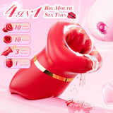 Vibrator Adult Sex Toys for Women - 4IN1 Mouth Suction Clitoral Liquid Silicone Vibrator 10 Tongue Licking 3 Sucking Nipple Suct