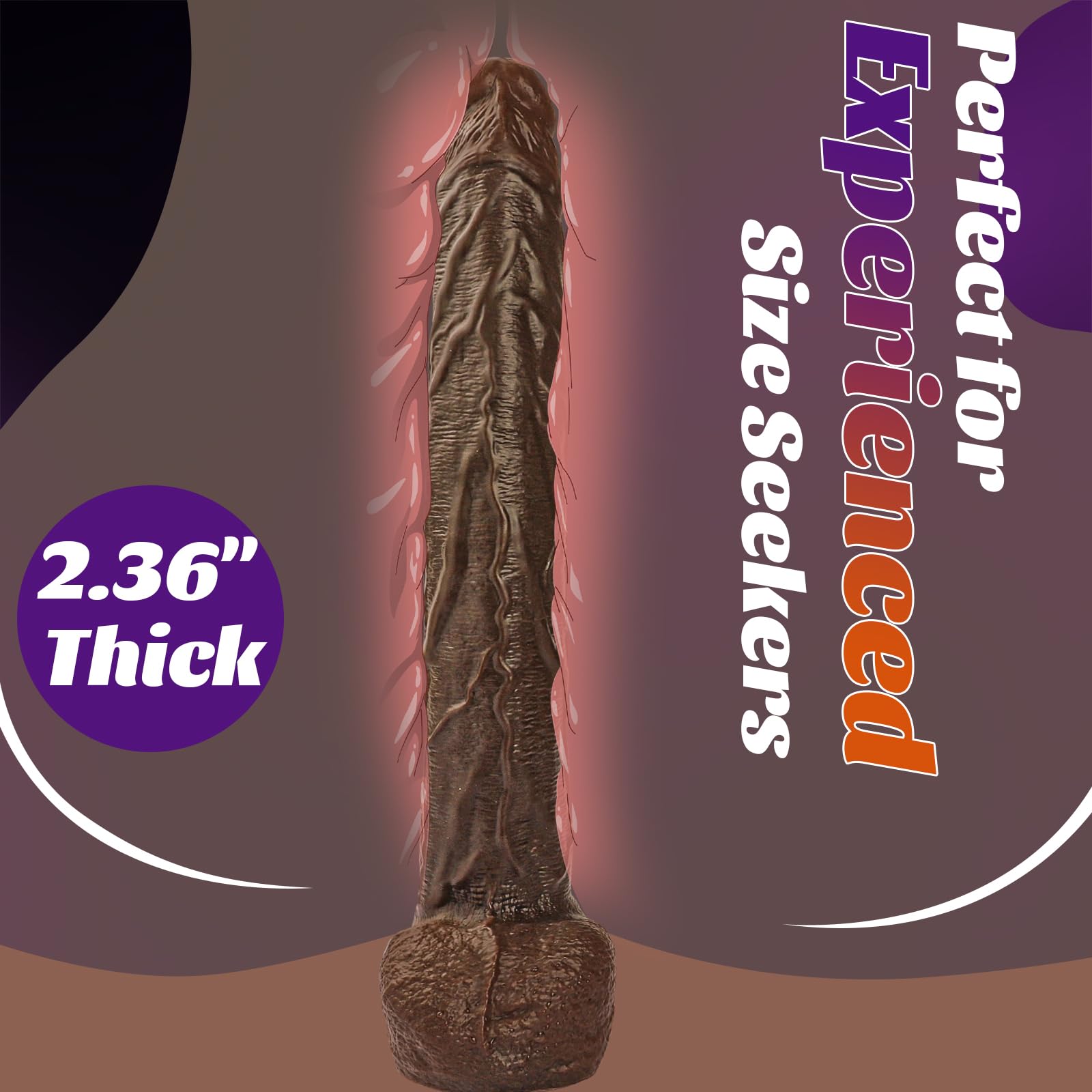 17.7 Inch XXL Black Realistic Monster Dildo, Extra Long Huge Anal Dildo with Suction Cup for Hands-Free Deep Play, Adult Sex Toy