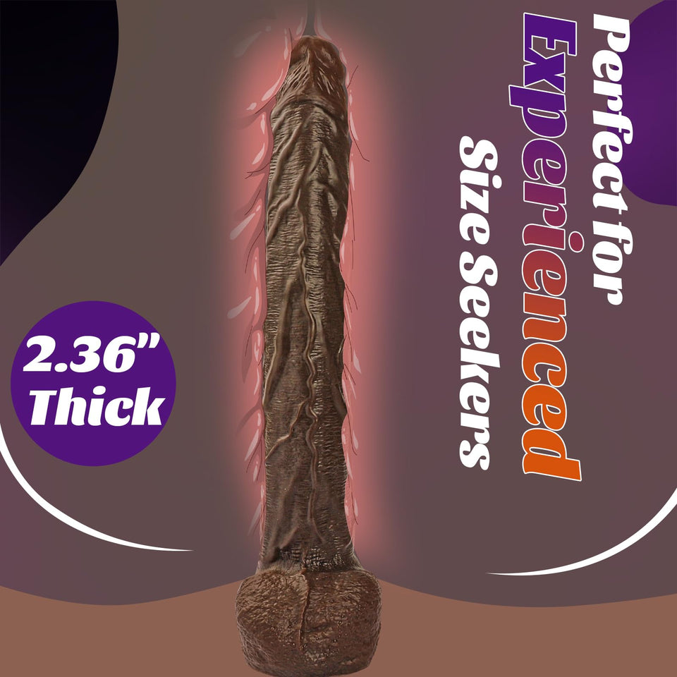 17.7 Inch XXL Black Realistic Monster Dildo, Extra Long Huge Anal Dildo with Suction Cup for Hands-Free Deep Play, Adult Sex Toy