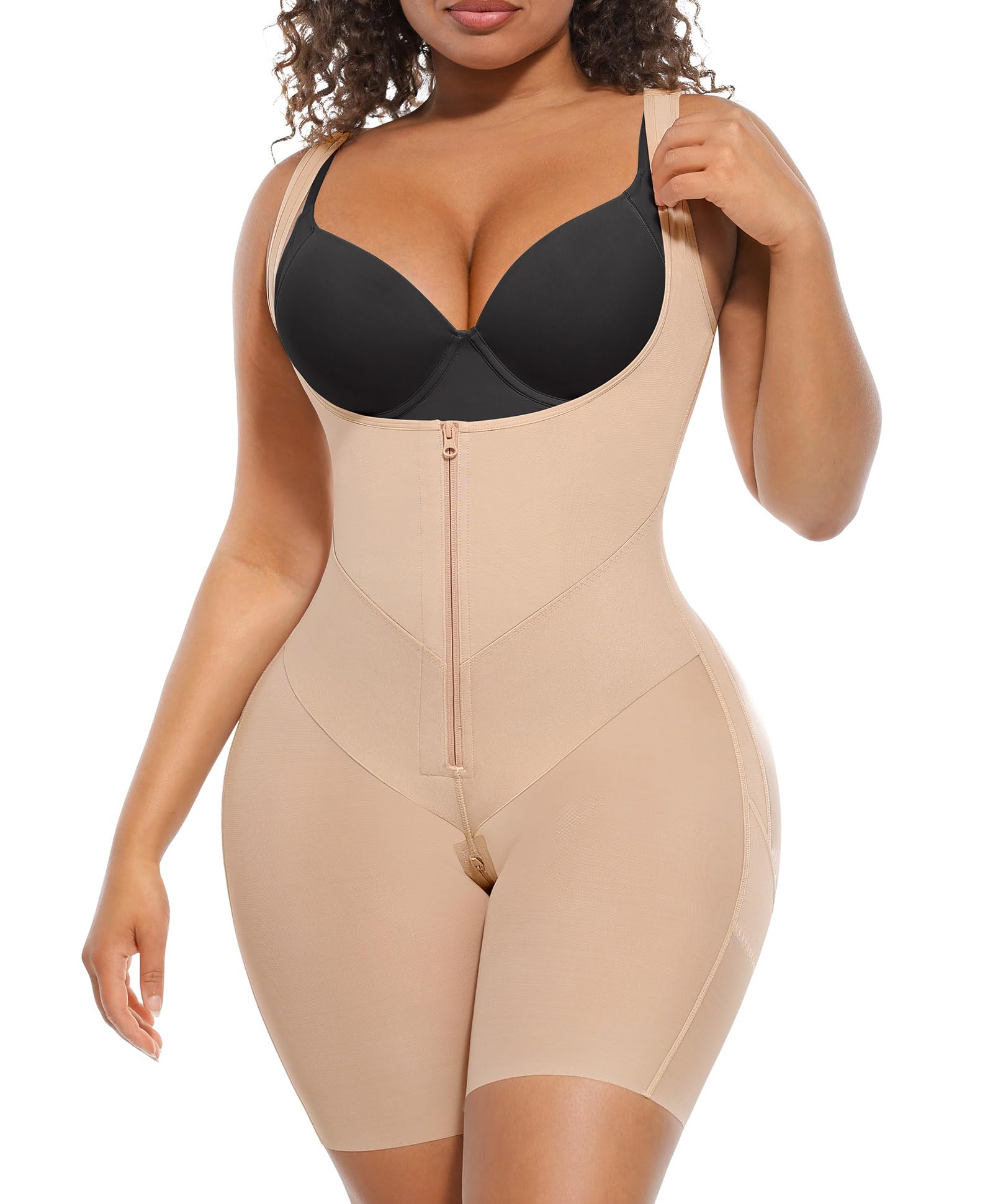 FeelinGirl Shapewear for Women Tummy Control Plus Size Butt Lifting Bodysuit Postpartum Body Shaper Beige 3X-Large