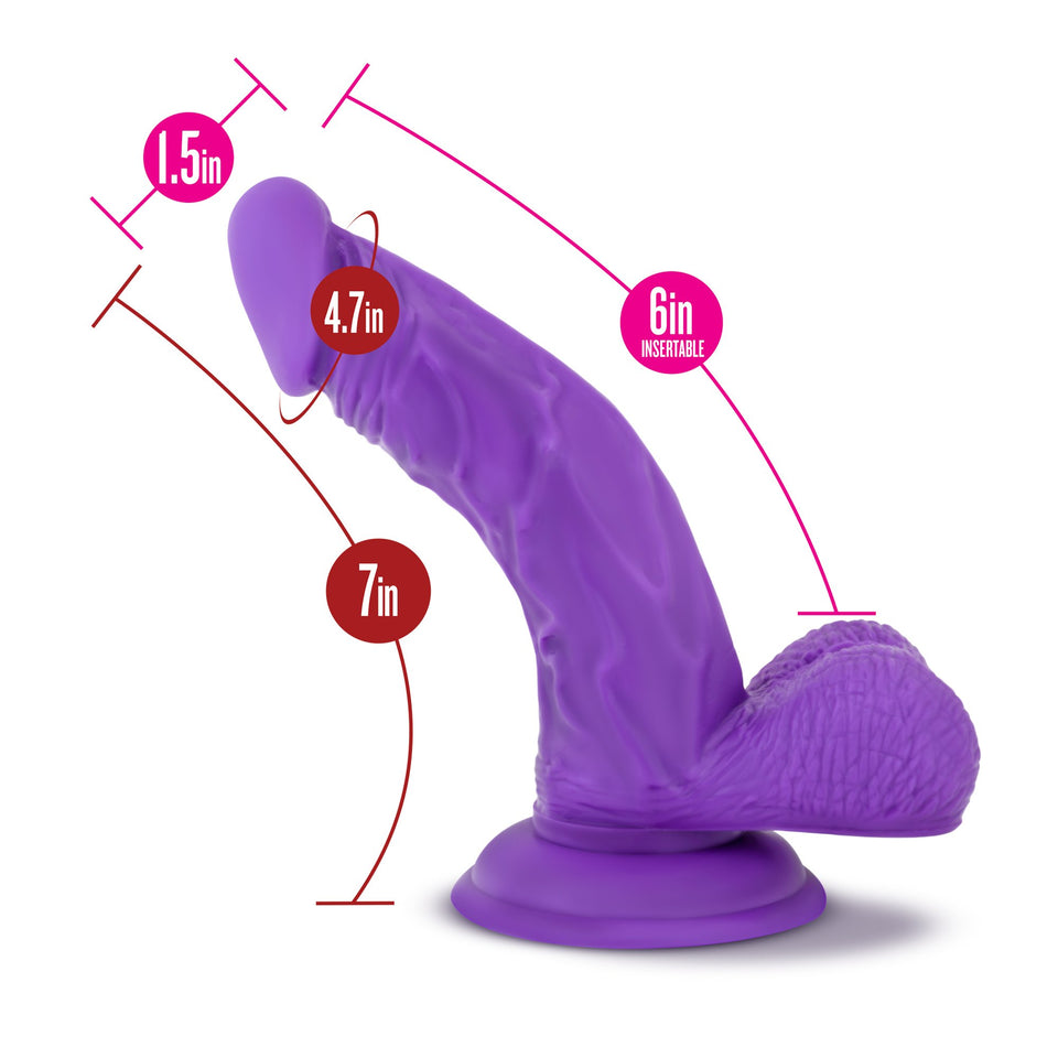 7'' Realistic Bright G Spot Stimulating Curved Dildo - Cock And Balls Dong - Suction Cup Harness Compatible - Sex Toy For Women