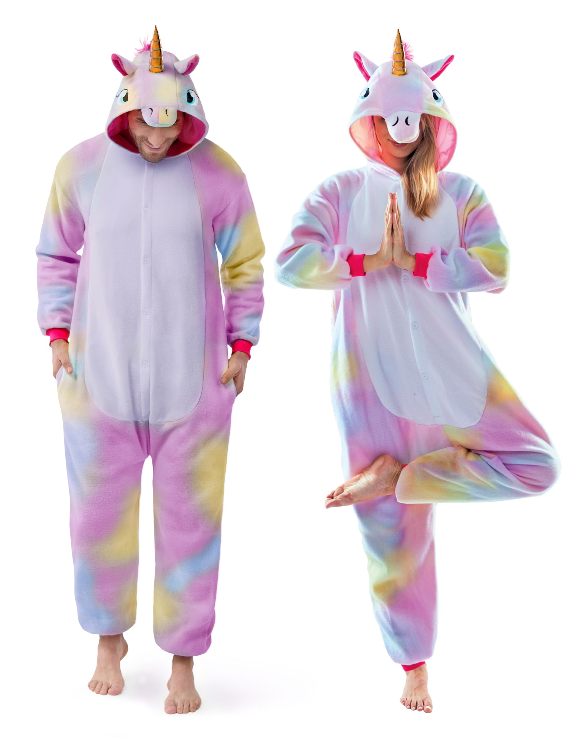 Spooktacular Creations Halloween Unicorn Pajama, Plush Unicorn Costume Adult Woman, One Piece Costume Men Sleepwear for Hallowee