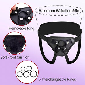 ASNOKNAE Adjustable Strap On Harness, Wearable Strapless Pegging Harness for Couples, Adult Sex Toy with Added Wide Back Strap f