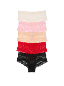 Victorias Secret Womens Lace Cheeky Underwear, Minimal Coverage Panties for Women, Multi Pack, Basic Solids (XL)