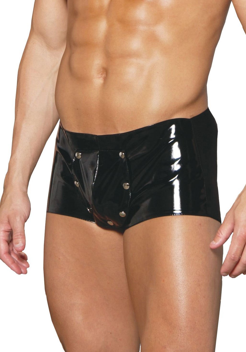 Mens Vinyl Shorts With Break Away Front-Black-Medium