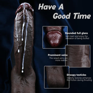 Sexgene 10.43 Inch Realistic Big Black Dildo Sex Toys, Feels Real Skin Huge Thick Dildo with Strong Suction Cup for Hands-Free,