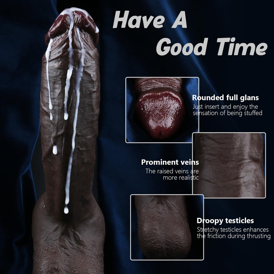 Sexgene 10.43 Inch Realistic Big Black Dildo Sex Toys, Feels Real Skin Huge Thick Dildo with Strong Suction Cup for Hands-Free,