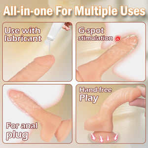 5.2 Inch Realistic Anal Dildo with Powerful Suction Cup, Small Anal Plug Dildos for Beginner, G-Spot Stimulation & Anal Training