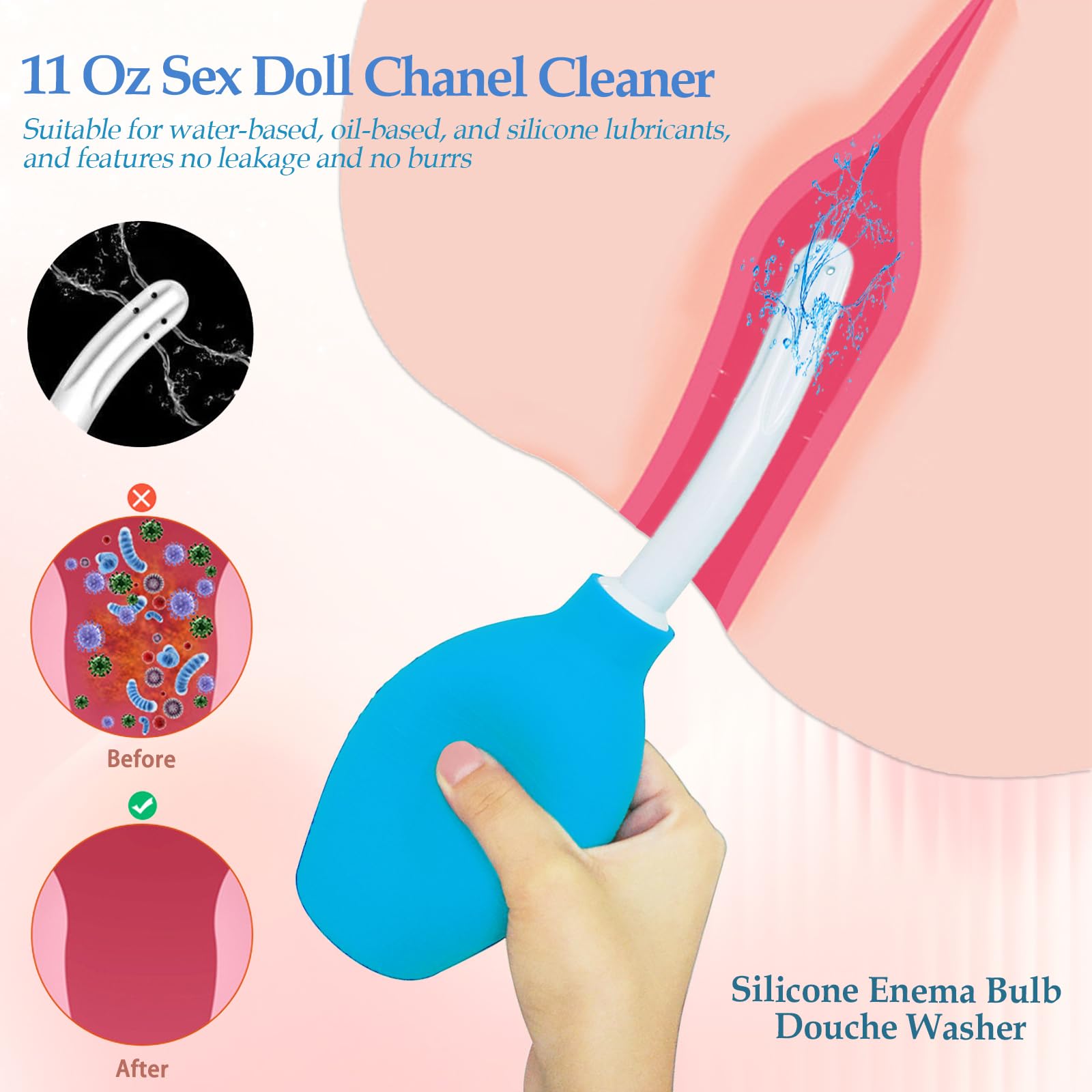 Sex Toy Cleaner Care Kits for Sex Doll Cleaning Male Masturbators, 7 Pcs Pocket Pussy Cleaner Adult Male Toy Reusable Drying Rod