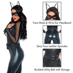 4Pc.Wicked Kitty,Zip Up Catsui