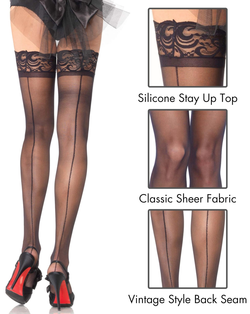 Stay Up Sheer Lace Top Backsea