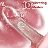Sex Toys Vibrator Penis Sleeve - Male Sex Toys for Men Penis Extender Dildo Vibrating Cock Ring Sleeve 10 Mode Remote Control, A